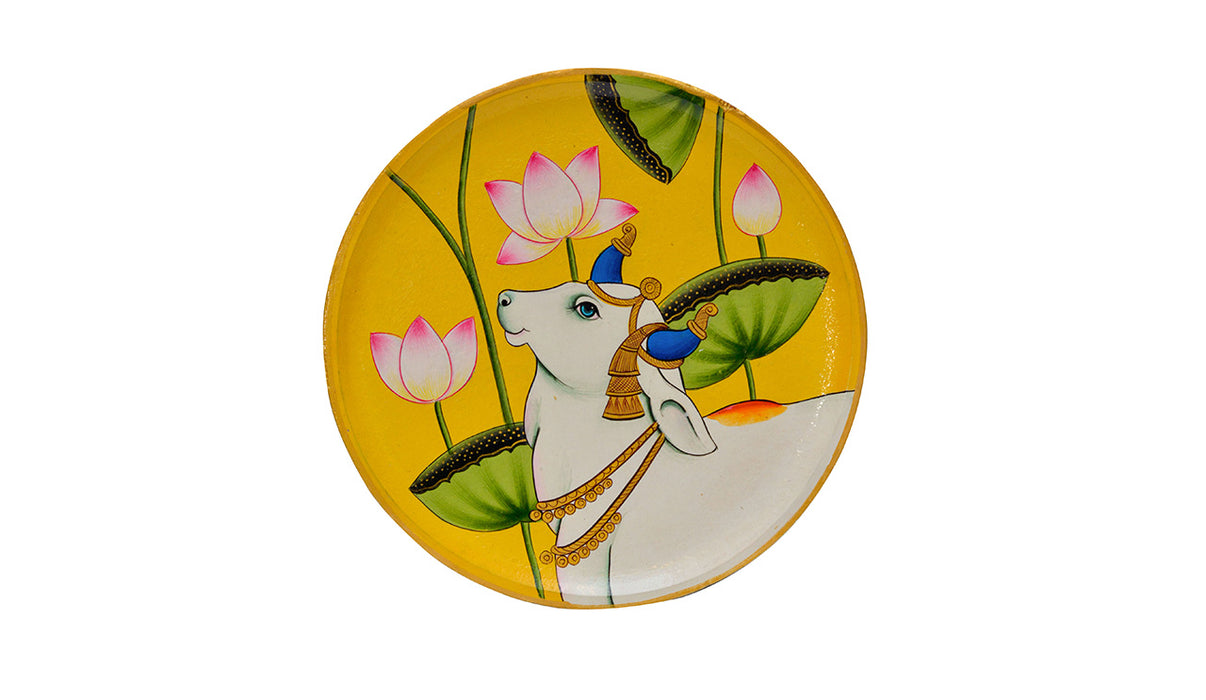 Yellow Lotus Cow Decorative Plate TRVP