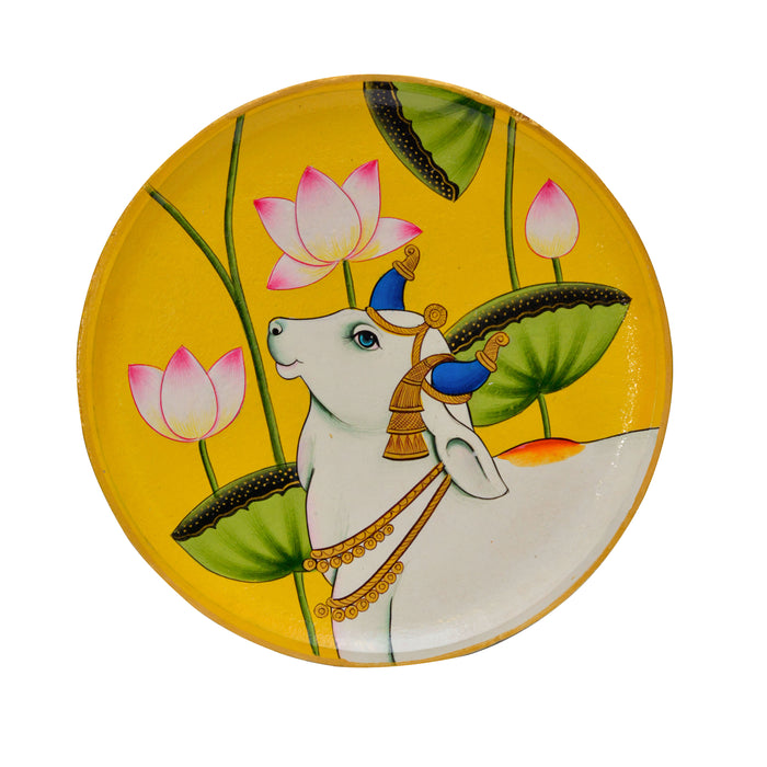 Yellow Lotus Cow Decorative Plate