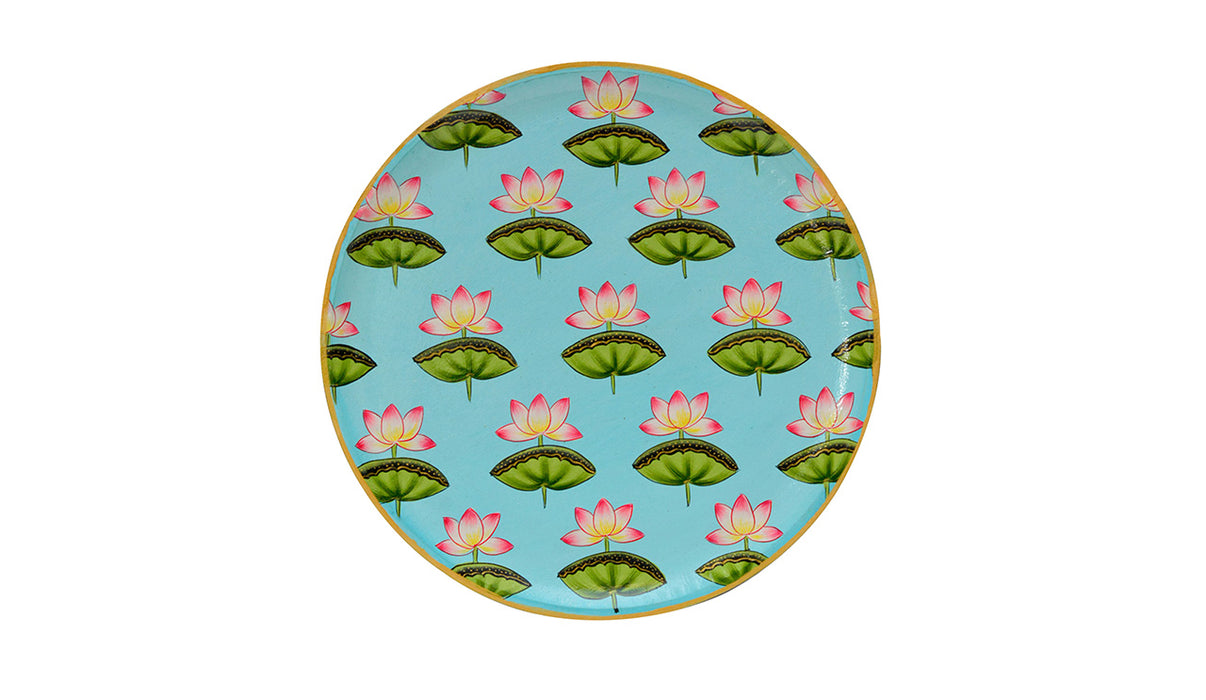 Teal Lotuses Decorative Plate TRVP