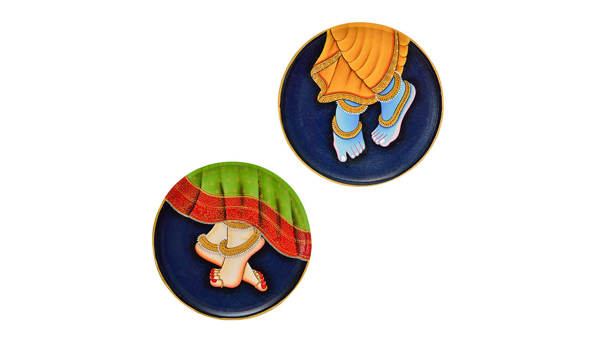 Radha-Krishna Feet Decorative Plate (Set of 2) TRVP