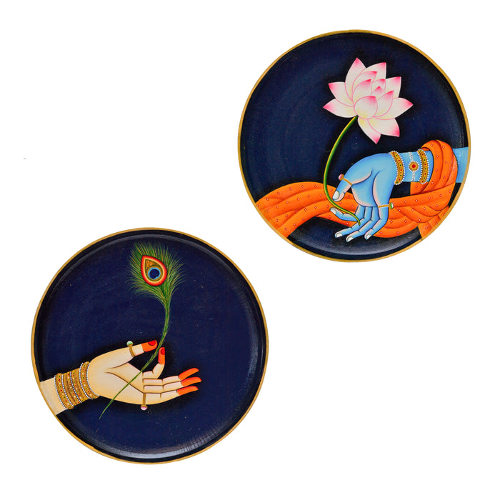 Radha-Krishna Hands Decorative Plate (Set of 2)