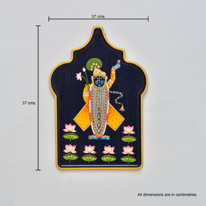 Arabesque Hand-Painted Shrinathji Pichwai Décor Plate