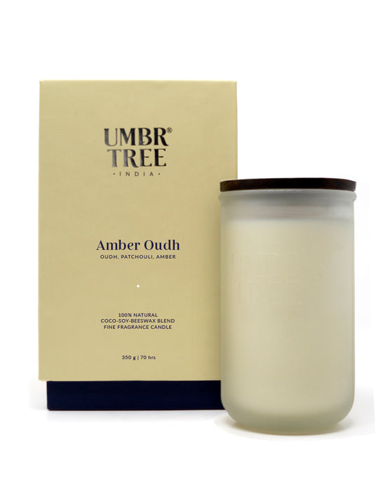 Amber Oudh Fragrance Candle- Glass Jar (large) UTRC
