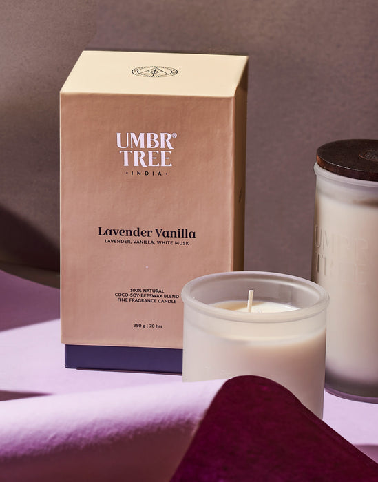 Lavender Vanilla Fragrance Candle - Glass Jar (large)