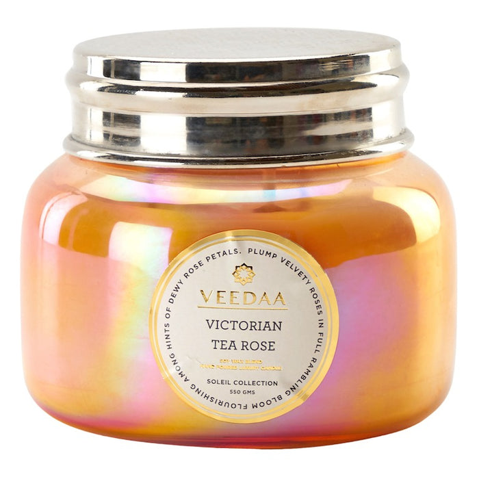 Victorian Tea Rose Macaron Glass Scented Candle VDAC