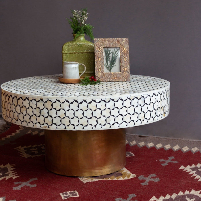 Round Inlay table with Brass
